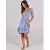 image:imageANRABESS Womens Summer Casual Sleeveless Square Neck Dress 2026 Smocked Ruffle Backless Boho Beach Cute Teen Short SundressFloral Blue White