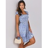 image:imageANRABESS Womens Summer Casual Sleeveless Square Neck Dress 2026 Smocked Ruffle Backless Boho Beach Cute Teen Short SundressFloral Blue White