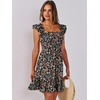 image:imageANRABESS Womens Summer Casual Sleeveless Square Neck Dress 2026 Smocked Ruffle Backless Boho Beach Cute Teen Short SundressFloral Colorful Black