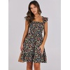 image:imageANRABESS Womens Summer Casual Sleeveless Square Neck Dress 2026 Smocked Ruffle Backless Boho Beach Cute Teen Short SundressFloral Colorful Black