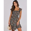 image:imageANRABESS Womens Summer Casual Sleeveless Square Neck Dress 2026 Smocked Ruffle Backless Boho Beach Cute Teen Short SundressFloral Colorful Black