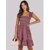 image:imageANRABESS Womens Summer Casual Sleeveless Square Neck Dress 2026 Smocked Ruffle Backless Boho Beach Cute Teen Short SundressFloral Red Pink