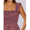 image:imageANRABESS Womens Summer Casual Sleeveless Square Neck Dress 2026 Smocked Ruffle Backless Boho Beach Cute Teen Short SundressFloral Red Pink