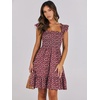 image:imageANRABESS Womens Summer Casual Sleeveless Square Neck Dress 2026 Smocked Ruffle Backless Boho Beach Cute Teen Short SundressFloral Red Pink