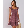 image:imageANRABESS Womens Summer Casual Sleeveless Square Neck Dress 2026 Smocked Ruffle Backless Boho Beach Cute Teen Short SundressFloral Red Pink