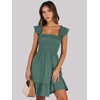 image:imageANRABESS Womens Summer Casual Sleeveless Square Neck Dress 2026 Smocked Ruffle Backless Boho Beach Cute Teen Short SundressGrass Green