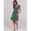 image:imageANRABESS Womens Summer Casual Sleeveless Square Neck Dress 2026 Smocked Ruffle Backless Boho Beach Cute Teen Short SundressGrass Green