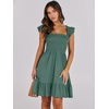 image:imageANRABESS Womens Summer Casual Sleeveless Square Neck Dress 2026 Smocked Ruffle Backless Boho Beach Cute Teen Short SundressGrass Green