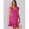 image:imageANRABESS Womens Summer Casual Sleeveless Square Neck Dress 2026 Smocked Ruffle Backless Boho Beach Cute Teen Short SundressHot Pink