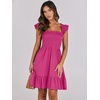 image:imageANRABESS Womens Summer Casual Sleeveless Square Neck Dress 2026 Smocked Ruffle Backless Boho Beach Cute Teen Short SundressHot Pink