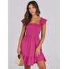 image:imageANRABESS Womens Summer Casual Sleeveless Square Neck Dress 2026 Smocked Ruffle Backless Boho Beach Cute Teen Short SundressHot Pink