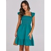 image:imageANRABESS Womens Summer Casual Sleeveless Square Neck Dress 2026 Smocked Ruffle Backless Boho Beach Cute Teen Short SundressLake Green
