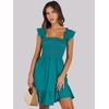 image:imageANRABESS Womens Summer Casual Sleeveless Square Neck Dress 2026 Smocked Ruffle Backless Boho Beach Cute Teen Short SundressLake Green