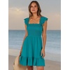 image:imageANRABESS Womens Summer Casual Sleeveless Square Neck Dress 2026 Smocked Ruffle Backless Boho Beach Cute Teen Short SundressLake Green