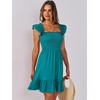 image:imageANRABESS Womens Summer Casual Sleeveless Square Neck Dress 2026 Smocked Ruffle Backless Boho Beach Cute Teen Short SundressLake Green