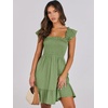 image:imageANRABESS Womens Summer Casual Sleeveless Square Neck Dress 2026 Smocked Ruffle Backless Boho Beach Cute Teen Short SundressLight Green