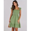 image:imageANRABESS Womens Summer Casual Sleeveless Square Neck Dress 2026 Smocked Ruffle Backless Boho Beach Cute Teen Short SundressLight Green