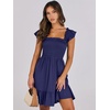 image:imageANRABESS Womens Summer Casual Sleeveless Square Neck Dress 2026 Smocked Ruffle Backless Boho Beach Cute Teen Short SundressNavy Blue