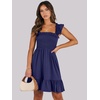 image:imageANRABESS Womens Summer Casual Sleeveless Square Neck Dress 2026 Smocked Ruffle Backless Boho Beach Cute Teen Short SundressNavy Blue