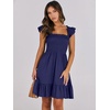 image:imageANRABESS Womens Summer Casual Sleeveless Square Neck Dress 2026 Smocked Ruffle Backless Boho Beach Cute Teen Short SundressNavy Blue