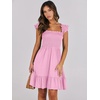 image:imageANRABESS Womens Summer Casual Sleeveless Square Neck Dress 2026 Smocked Ruffle Backless Boho Beach Cute Teen Short SundressPink