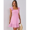 image:imageANRABESS Womens Summer Casual Sleeveless Square Neck Dress 2026 Smocked Ruffle Backless Boho Beach Cute Teen Short SundressPink