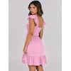 image:imageANRABESS Womens Summer Casual Sleeveless Square Neck Dress 2026 Smocked Ruffle Backless Boho Beach Cute Teen Short SundressPink