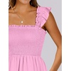 image:imageANRABESS Womens Summer Casual Sleeveless Square Neck Dress 2026 Smocked Ruffle Backless Boho Beach Cute Teen Short SundressPink