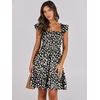 image:imageANRABESS Womens Summer Casual Sleeveless Square Neck Dress 2026 Smocked Ruffle Backless Boho Beach Cute Teen Short SundressPrint Floral Black