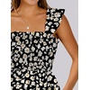 image:imageANRABESS Womens Summer Casual Sleeveless Square Neck Dress 2026 Smocked Ruffle Backless Boho Beach Cute Teen Short SundressPrint Floral Black