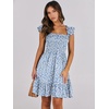 image:imageANRABESS Womens Summer Casual Sleeveless Square Neck Dress 2026 Smocked Ruffle Backless Boho Beach Cute Teen Short SundressPrint Floral Blue