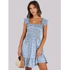 image:imageANRABESS Womens Summer Casual Sleeveless Square Neck Dress 2026 Smocked Ruffle Backless Boho Beach Cute Teen Short SundressPrint Floral Blue