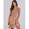 image:imageANRABESS Womens Summer Casual Sleeveless Square Neck Dress 2026 Smocked Ruffle Backless Boho Beach Cute Teen Short SundressPrint Floral Colour