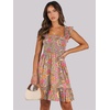 image:imageANRABESS Womens Summer Casual Sleeveless Square Neck Dress 2026 Smocked Ruffle Backless Boho Beach Cute Teen Short SundressPrint Floral Colour