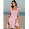image:imageANRABESS Womens Summer Casual Sleeveless Square Neck Dress 2026 Smocked Ruffle Backless Boho Beach Cute Teen Short SundressPrint Floral Pink