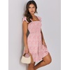 image:imageANRABESS Womens Summer Casual Sleeveless Square Neck Dress 2026 Smocked Ruffle Backless Boho Beach Cute Teen Short SundressPrint Floral Pink