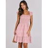 image:imageANRABESS Womens Summer Casual Sleeveless Square Neck Dress 2026 Smocked Ruffle Backless Boho Beach Cute Teen Short SundressPrint Floral Pink