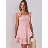 image:imageANRABESS Womens Summer Casual Sleeveless Square Neck Dress 2026 Smocked Ruffle Backless Boho Beach Cute Teen Short SundressPrint Floral Pink