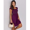 image:imageANRABESS Womens Summer Casual Sleeveless Square Neck Dress 2026 Smocked Ruffle Backless Boho Beach Cute Teen Short SundressPurple Red