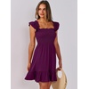 image:imageANRABESS Womens Summer Casual Sleeveless Square Neck Dress 2026 Smocked Ruffle Backless Boho Beach Cute Teen Short SundressPurple Red