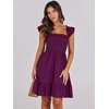 image:imageANRABESS Womens Summer Casual Sleeveless Square Neck Dress 2026 Smocked Ruffle Backless Boho Beach Cute Teen Short SundressPurple Red