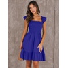 image:imageANRABESS Womens Summer Casual Sleeveless Square Neck Dress 2026 Smocked Ruffle Backless Boho Beach Cute Teen Short SundressRoyal Blue