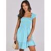 image:imageANRABESS Womens Summer Casual Sleeveless Square Neck Dress 2026 Smocked Ruffle Backless Boho Beach Cute Teen Short SundressSky Blue