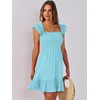 image:imageANRABESS Womens Summer Casual Sleeveless Square Neck Dress 2026 Smocked Ruffle Backless Boho Beach Cute Teen Short SundressSky Blue