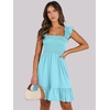 image:imageANRABESS Womens Summer Casual Sleeveless Square Neck Dress 2026 Smocked Ruffle Backless Boho Beach Cute Teen Short SundressSky Blue