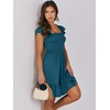 image:imageANRABESS Womens Summer Casual Sleeveless Square Neck Dress 2026 Smocked Ruffle Backless Boho Beach Cute Teen Short SundressTile Blue