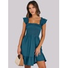 image:imageANRABESS Womens Summer Casual Sleeveless Square Neck Dress 2026 Smocked Ruffle Backless Boho Beach Cute Teen Short SundressTile Blue