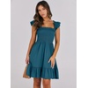 image:imageANRABESS Womens Summer Casual Sleeveless Square Neck Dress 2026 Smocked Ruffle Backless Boho Beach Cute Teen Short SundressTile Blue