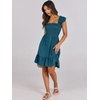 image:imageANRABESS Womens Summer Casual Sleeveless Square Neck Dress 2026 Smocked Ruffle Backless Boho Beach Cute Teen Short SundressTile Blue