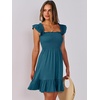 image:imageANRABESS Womens Summer Casual Sleeveless Square Neck Dress 2026 Smocked Ruffle Backless Boho Beach Cute Teen Short SundressTile Blue